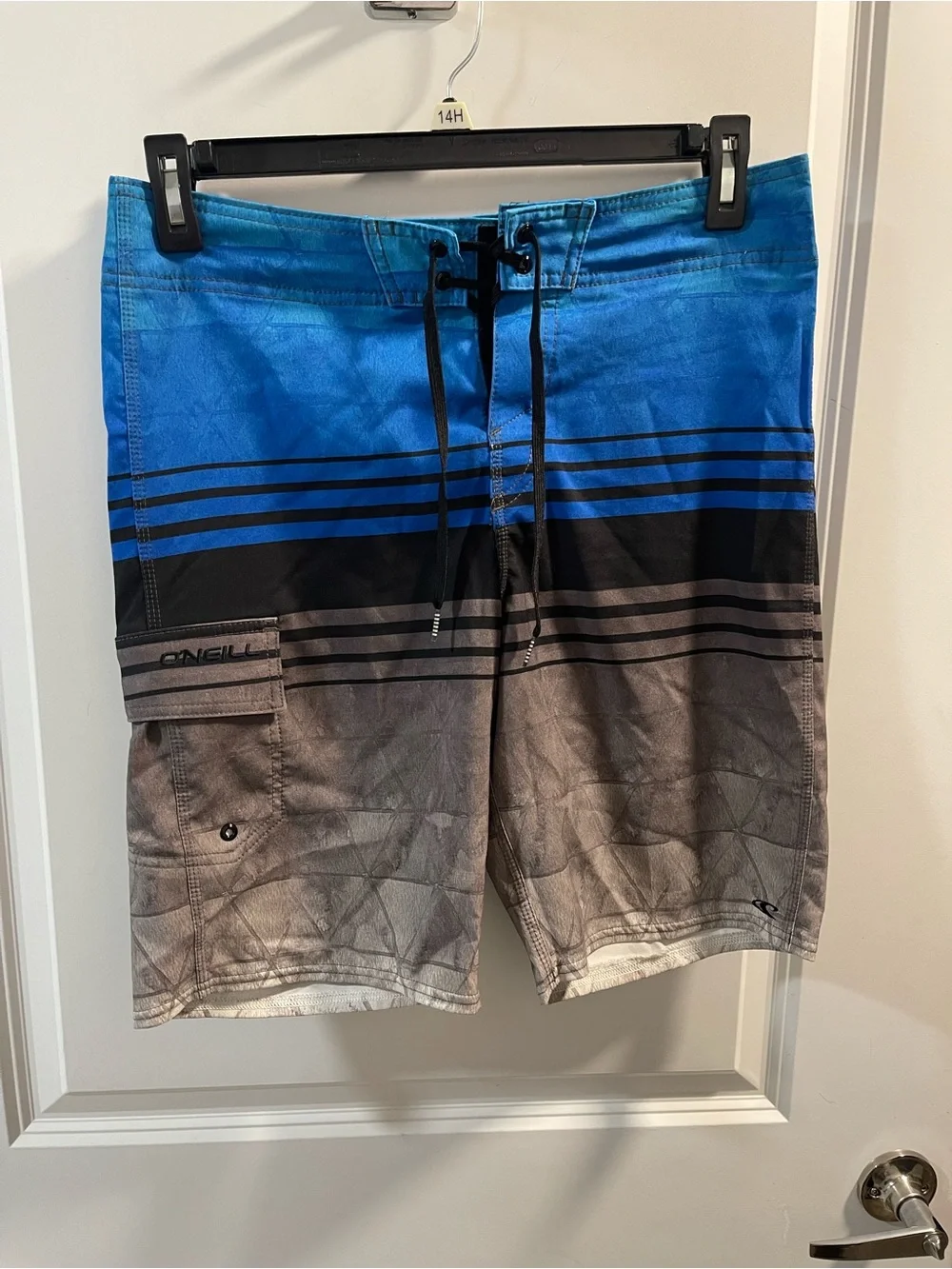 O'Neill Blue, Black & Gray Gradient Panel Swim Boardshorts